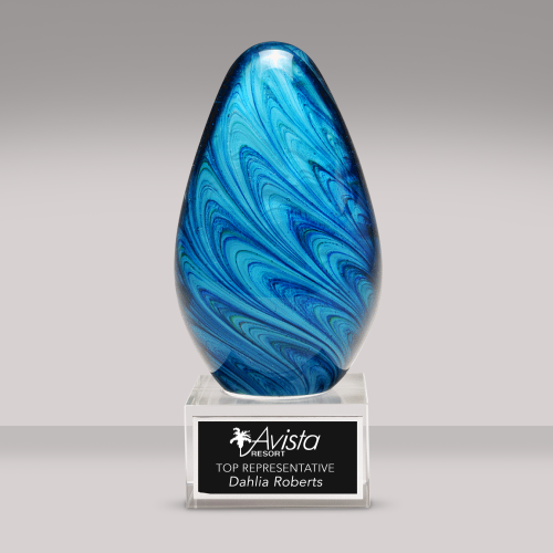 Corporate Awards - Glass Awards - Art Glass Awards - Sapphire Swirl Art Glass Award