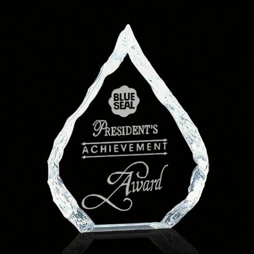 Corporate Awards - Glass Awards - Iceberg Oil Drop Starfire Iceberg Crystal Award
