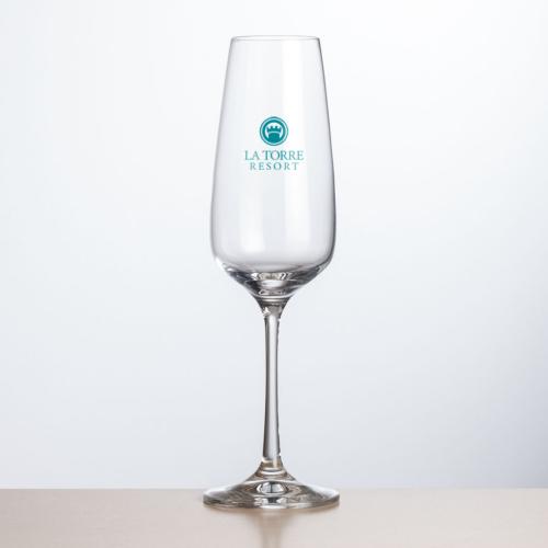 Corporate Recognition Gifts - Etched Barware - Oldham Flute - Imprinted