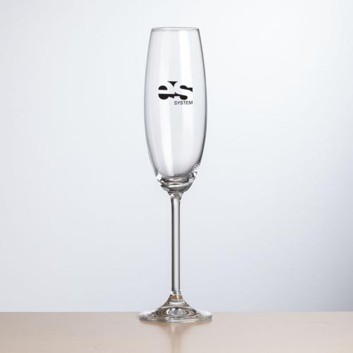 Corporate Gifts, Recognition Gifts and Desk Accessories - Etched Barware - Woodbridge Flute - Imprinted