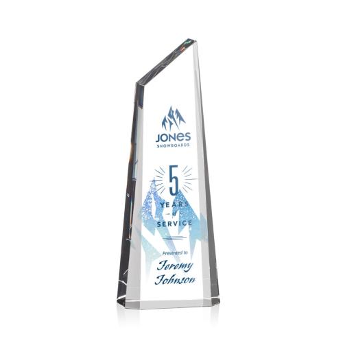 Corporate Awards - Crystal Awards - Crystal Pillar Awards - Akron Tower Full Color Obelisk Crystal Award