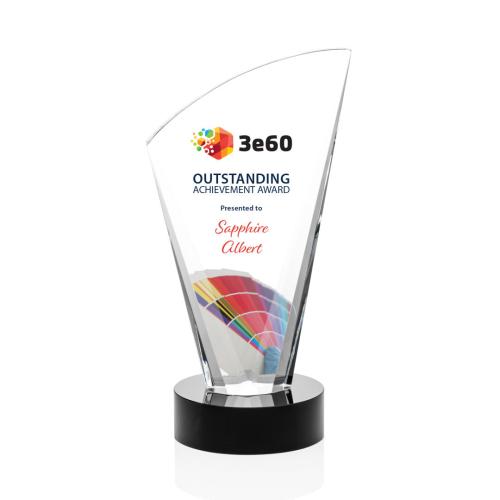 Corporate Awards - Brampton Full Color Black Peak Crystal Award