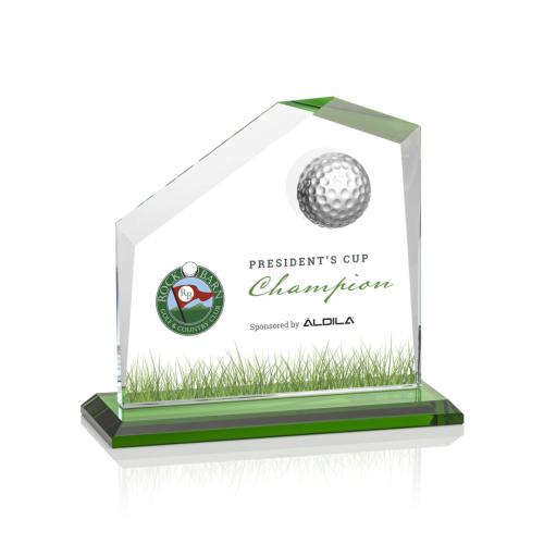 Corporate Awards - Andover Full Color Golf Green Peak Crystal Award