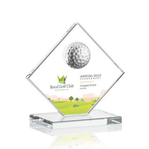 Corporate Awards - Barrick Golf Full Color Clear Spheres Crystal Award