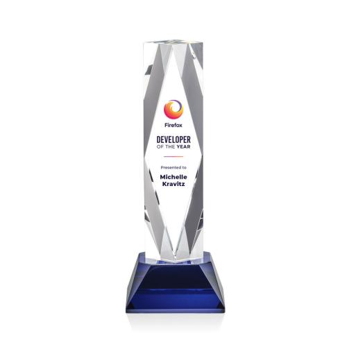 Corporate Awards - President Full Color Blue on Base Obelisk Crystal Award