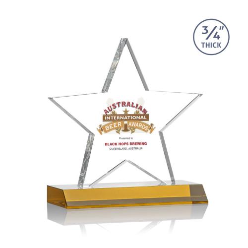 Corporate Awards - Chippendale Full Color Amber  Star Crystal Award