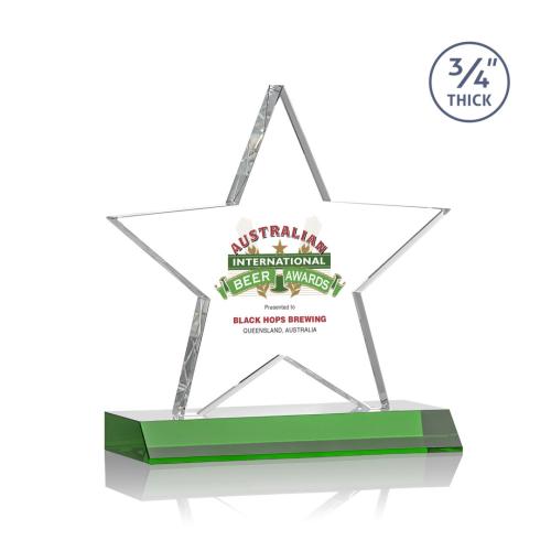 Corporate Awards - Chippendale Full Color Green Star Crystal Award