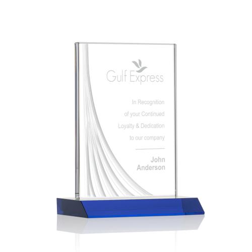 Corporate Awards - Leighton Liquid™  Blue  Rectangle Crystal Award