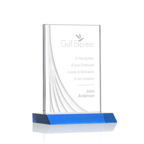 Corporate Awards - Leighton Liquid™ Sky Blue  Rectangle Crystal Award