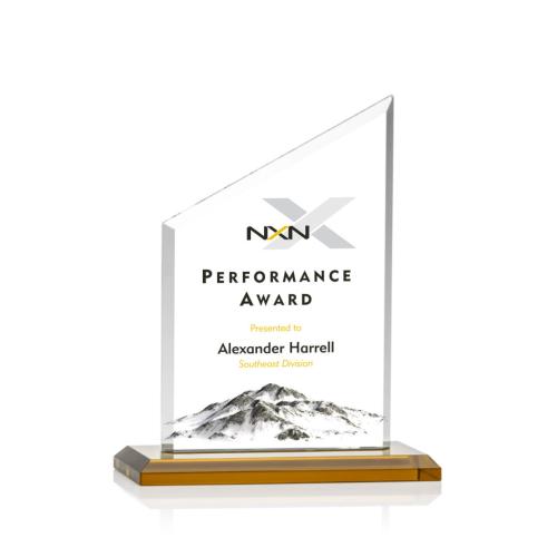 Corporate Awards - Conacher Full Color Amber Peak Crystal Award