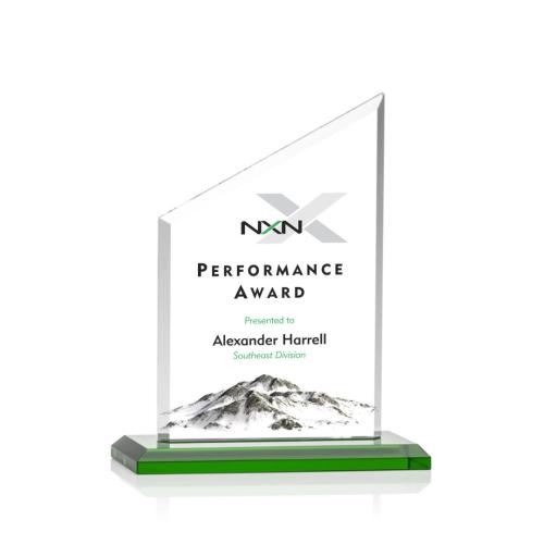 Corporate Awards - Conacher Full Color Green Peak Crystal Award