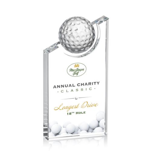 Corporate Awards - Crystal Awards - Axis Full Color Golf Peak Crystal Award