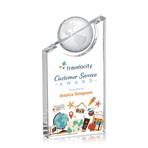 Corporate Awards - Axis Globe Full Color Spheres Crystal Award