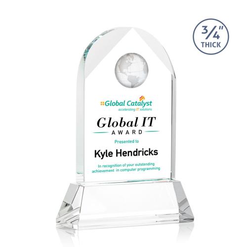 Corporate Awards - Blake Globe Full Color Starfire on Newhaven Arch & Crescent Crystal Award