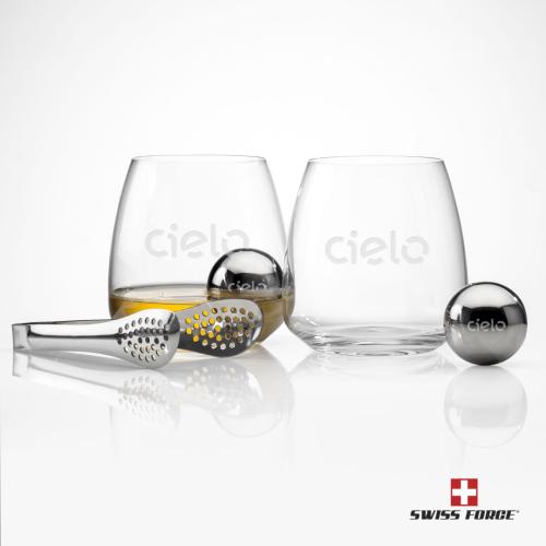 Corporate Recognition Gifts - Etched Barware - Swiss Force® S/S Balls & 2 Hogarth OTR