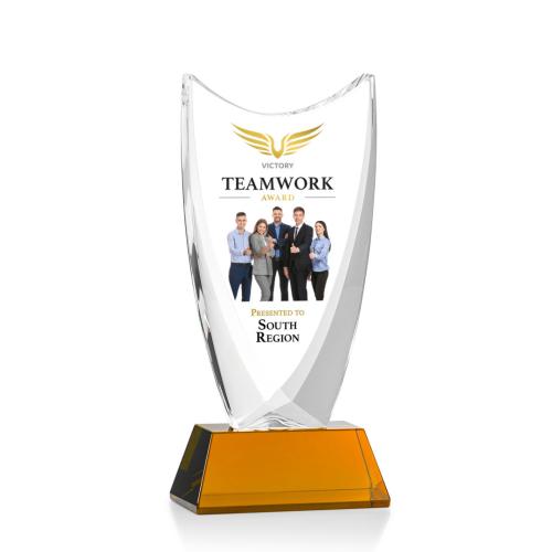 Corporate Awards - Dawkins Full Color Amber Peak Crystal Award