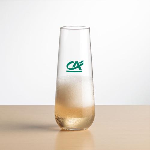 Corporate Gifts, Recognition Gifts and Desk Accessories - Etched Barware - Cannes Stemless Flute - Imprinted