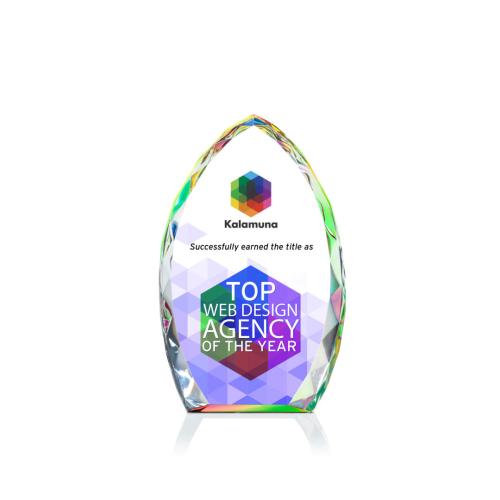 Corporate Awards - Wilton Full Color Multi-Color Arch & Crescent Crystal Award