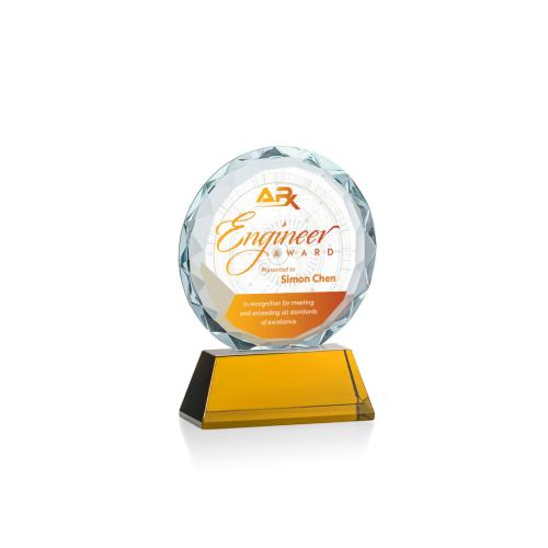 Corporate Awards - Stratford Full Color Amber Circle Crystal Award