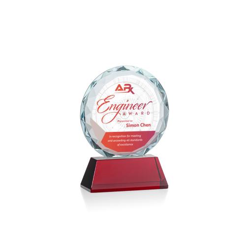 Corporate Awards - Stratford Full Color Red Circle Crystal Award