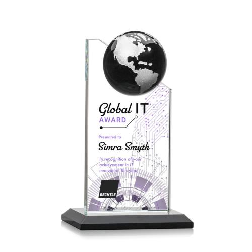 Corporate Awards - Arden Full Color Black/Silver Spheres Crystal Award
