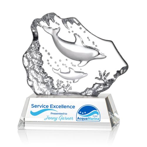 Corporate Awards - Ottavia 2 Dolphins Full Color Animals Crystal Award