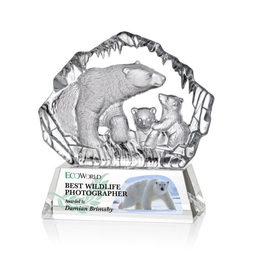 Corporate Awards - Ottavia Polar Bears Full Color Animals Crystal Award