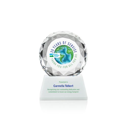 Corporate Awards - Seville Full Color White on Base Circle Crystal Award
