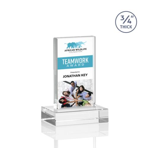 Corporate Awards - Hathaway Full Color Clear Rectangle Crystal Award