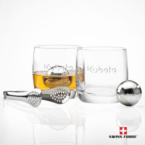 Corporate Recognition Gifts - Etched Barware - Swiss Force® S/S Balls & 2 Sandown OTR