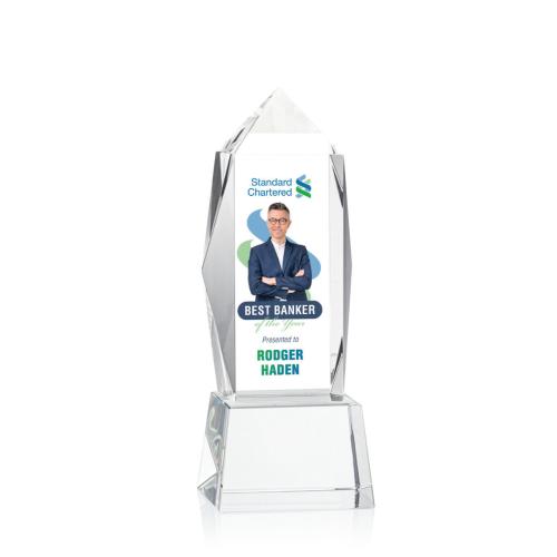 Corporate Awards - Bloomington Full Color Clear on Base Obelisk Crystal Award