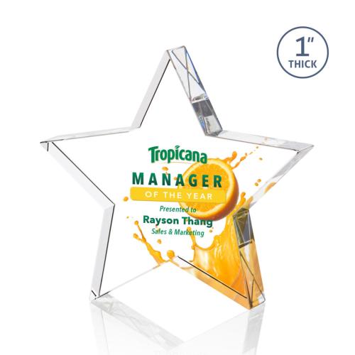 Corporate Awards - Standing Full Color Star Crystal Award