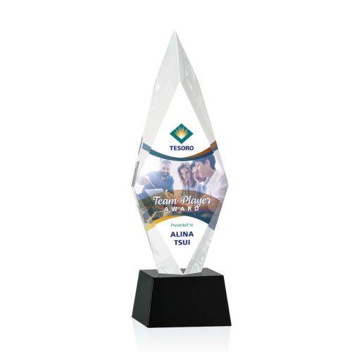 Corporate Awards - Manilow Full Color Black on Robson Base Diamond Crystal Award