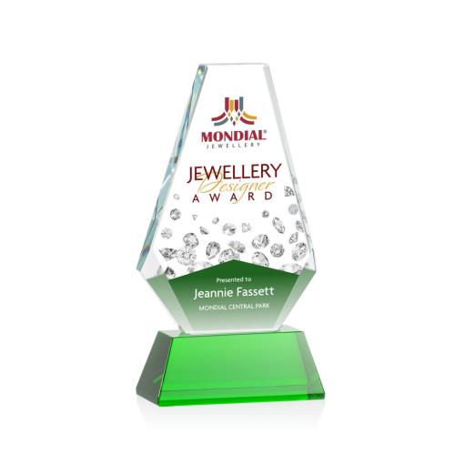 Corporate Awards - Kingsley Full Color Green Crystal Award