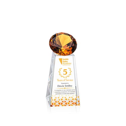 Corporate Awards - Glass Awards - Colored Glass Awards - Novita Full Color Amber Crystal Award
