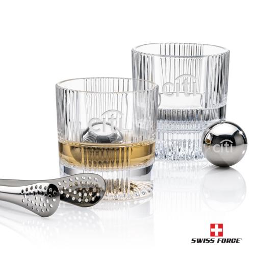 Corporate Recognition Gifts - Etched Barware - Swiss Force® S/S Balls & 2 Blackwell OTR
