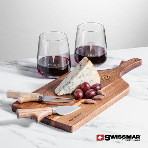 Corporate Recognition Gifts - Etched Barware - Swissmar® Paddle Board & 2 Dunhill Stemless Wine