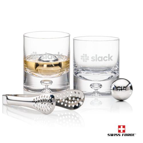 Corporate Recognition Gifts - Etched Barware - Swiss Force® S/S Balls & 2 Montana OTR