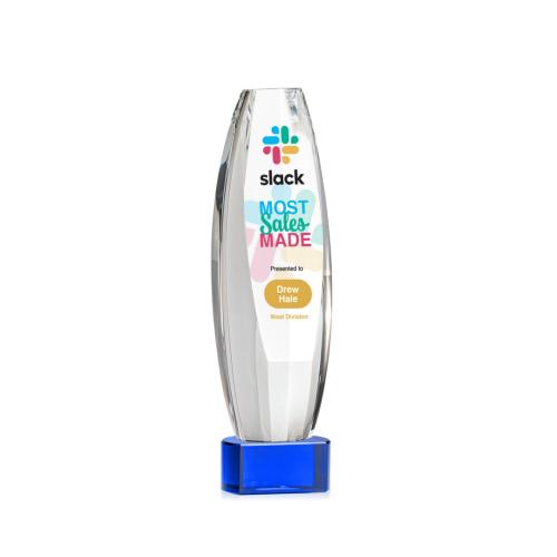Corporate Awards - Hoover Full Color Blue on Paragon Base Obelisk Crystal Award