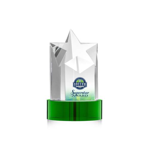 Corporate Awards - Berkeley Full Color Green on Stanrich Base Star Crystal Award