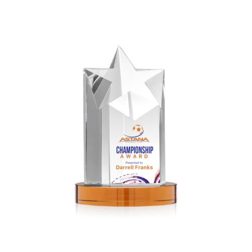 Corporate Awards - Berkeley Full Color Amber on Condor Base Star Crystal Award