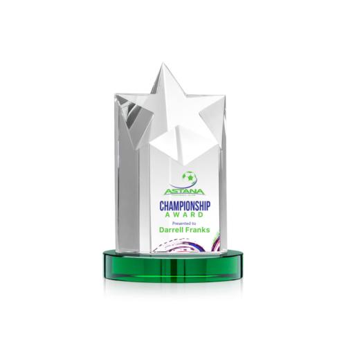 Corporate Awards - Berkeley Full Color Green on Condor Base Star Crystal Award