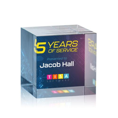 Corporate Awards - Granby Cube Full Color Crystal Award