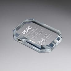 Employee Gifts - Beveled Octagon Clear Acrylic Paperweight