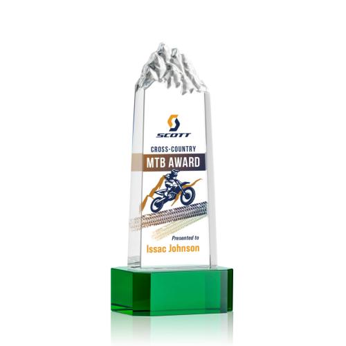 Corporate Awards - Himalayas Full Color Green on Base Obelisk Crystal Award