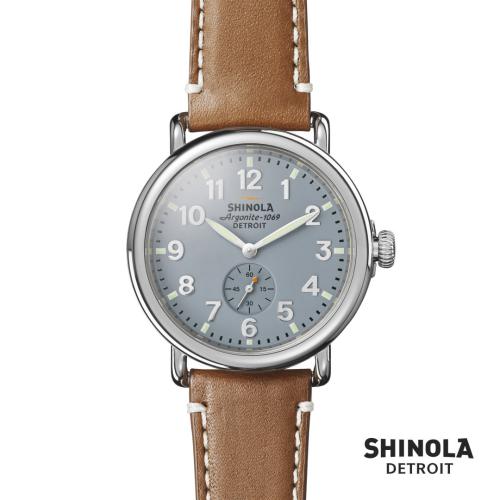 Corporate Recognition Gifts - Executive Gifts - Shinola® Runwell Watch - Slate Blue/Tan