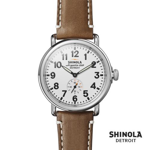 Corporate Recognition Gifts - Executive Gifts - Shinola® Runwell Watch - White/Tan