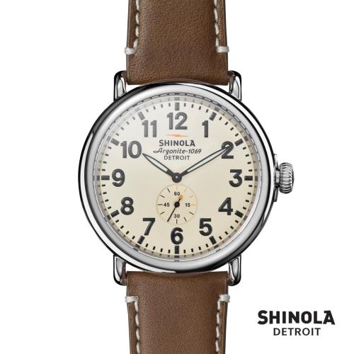 Corporate Recognition Gifts - Executive Gifts - Shinola® Runwell Watch - Cream/Brown