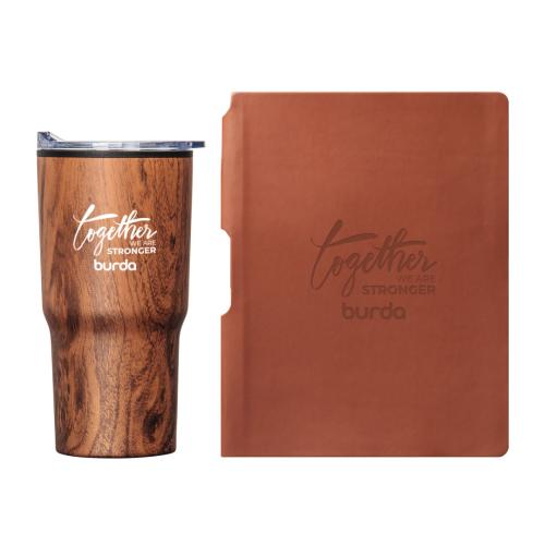 Corporate Recognition Gifts - Executive Gifts - Eccolo® Groove Journal/Bexley Tumbler Gift Set