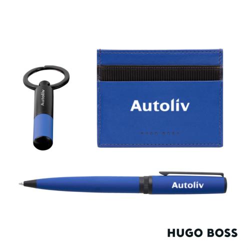 Corporate Recognition Gifts - Executive Gifts - Hugo Boss® Matrix Card Holder/Gear Matrix Ballpoint/Keychain